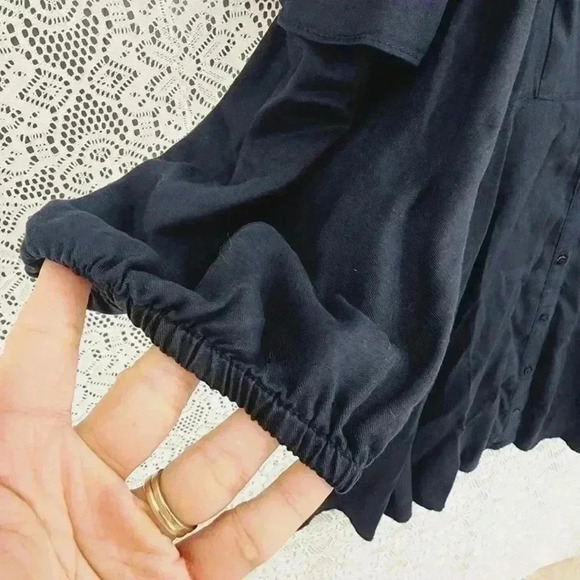 Zara Basic Cold Shoulder Long sleeve Mini Dress Navy Blue M - Picture 4 of 7